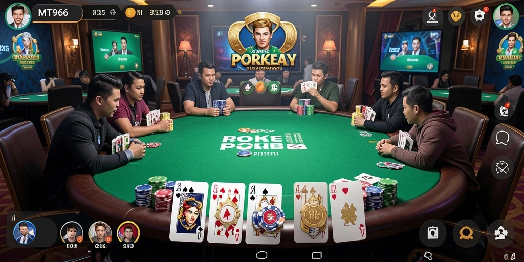 Tangkapan layar gameplay poker yang seru dan interaktif.