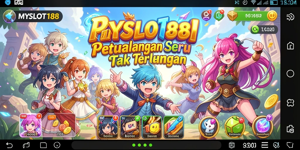 Tangkapan layar gameplay MYSLOT188 yang penuh aksi dan karakter Anime.