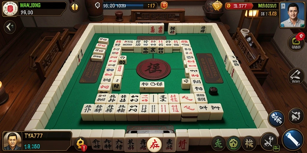 Tampilan menawan dari gameplay Mahjong di TYA777.